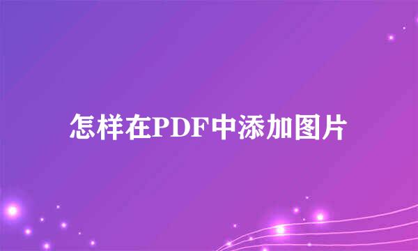怎样在PDF中添加图片
