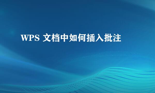 WPS 文档中如何插入批注