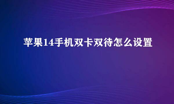 苹果14手机双卡双待怎么设置