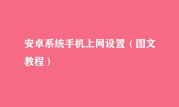 安卓系统手机上网设置（图文教程）