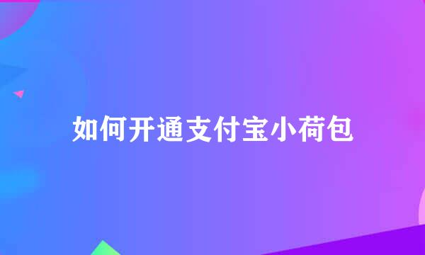 如何开通支付宝小荷包