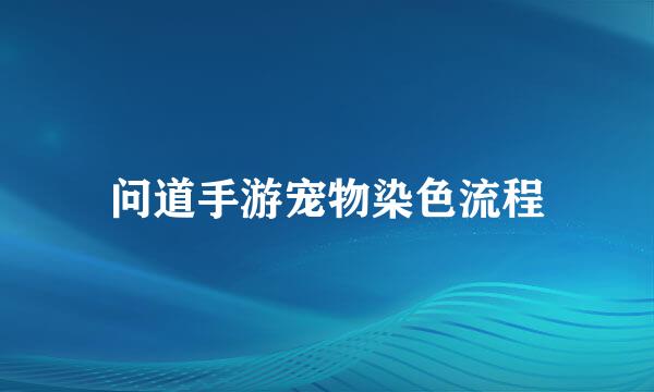 问道手游宠物染色流程