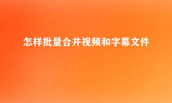 怎样批量合并视频和字幕文件