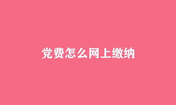 党费怎么网上缴纳