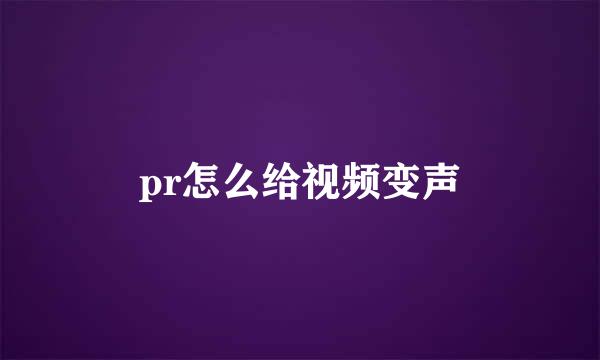 pr怎么给视频变声