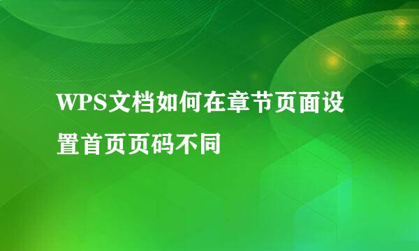 WPS文档如何在章节页面设置首页页码不同
