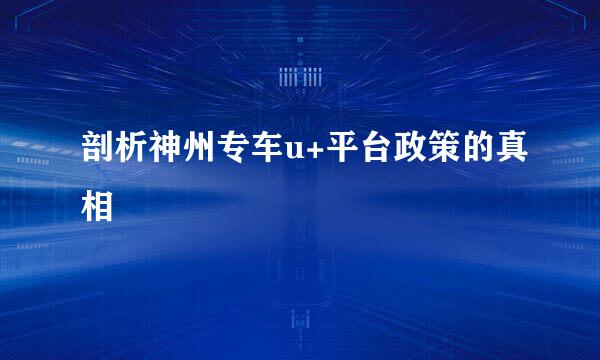 剖析神州专车u+平台政策的真相