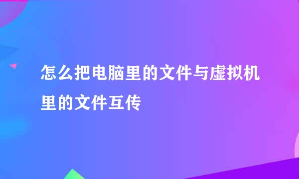 怎么把电脑里的文件与虚拟机里的文件互传