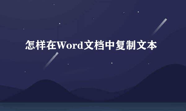 怎样在Word文档中复制文本
