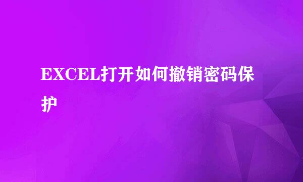 EXCEL打开如何撤销密码保护
