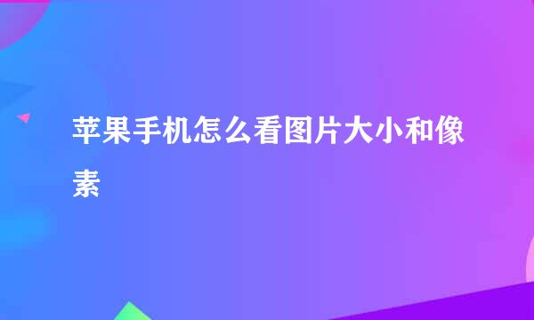 苹果手机怎么看图片大小和像素