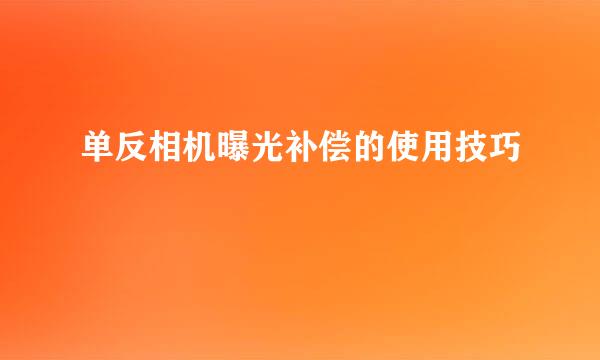 单反相机曝光补偿的使用技巧