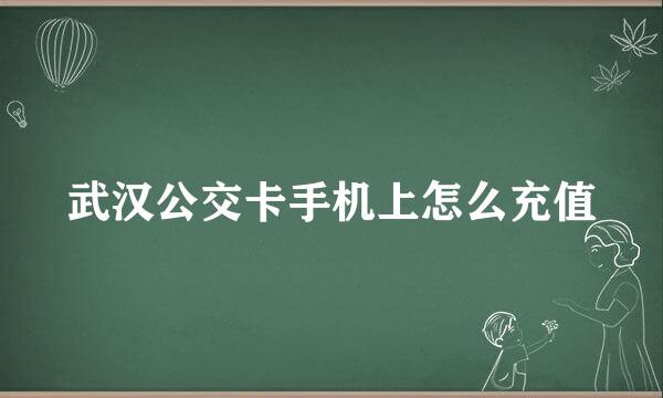武汉公交卡手机上怎么充值