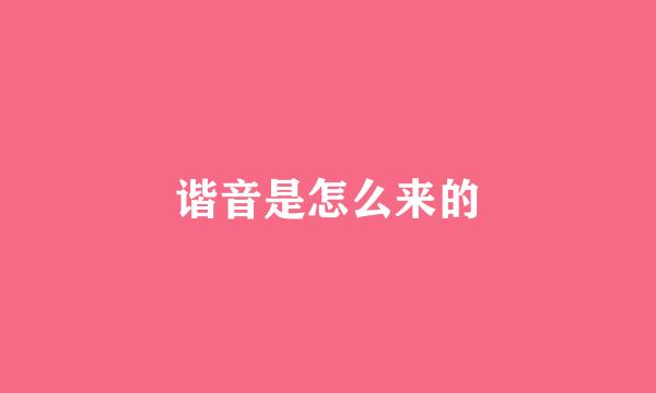 谐音是怎么来的