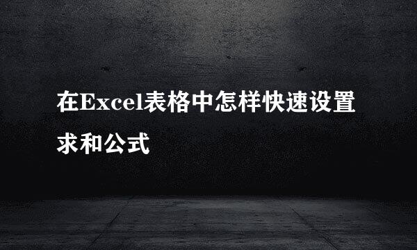 在Excel表格中怎样快速设置求和公式