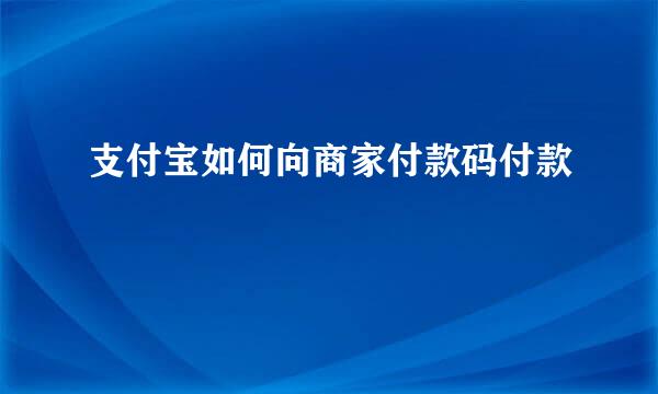 支付宝如何向商家付款码付款
