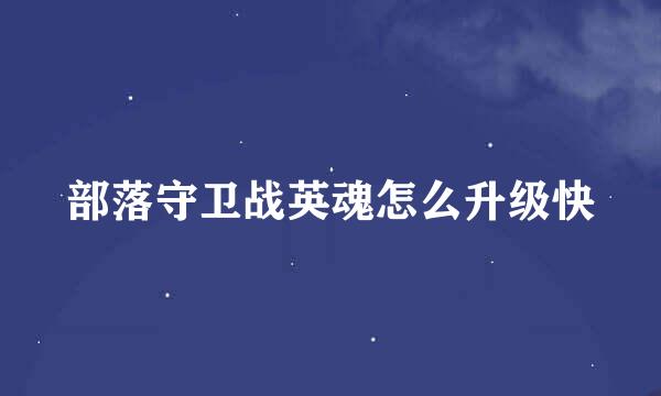 部落守卫战英魂怎么升级快