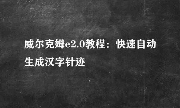 威尔克姆e2.0教程：快速自动生成汉字针迹