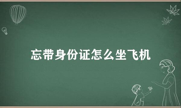 忘带身份证怎么坐飞机