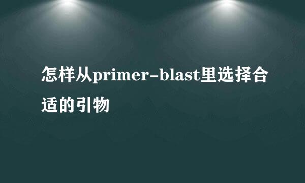 怎样从primer-blast里选择合适的引物