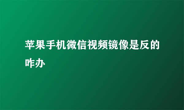 苹果手机微信视频镜像是反的咋办