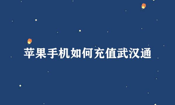 苹果手机如何充值武汉通