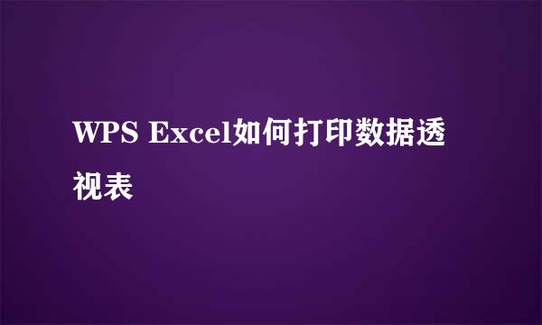 WPS Excel如何打印数据透视表