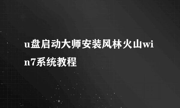 u盘启动大师安装风林火山win7系统教程