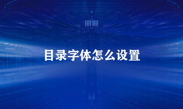 目录字体怎么设置
