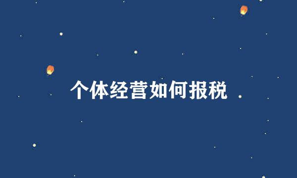 个体经营如何报税