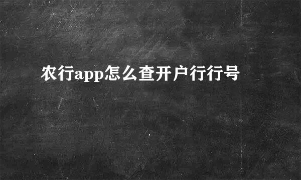 农行app怎么查开户行行号