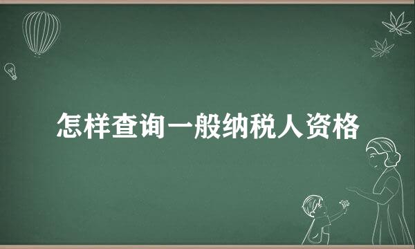 怎样查询一般纳税人资格