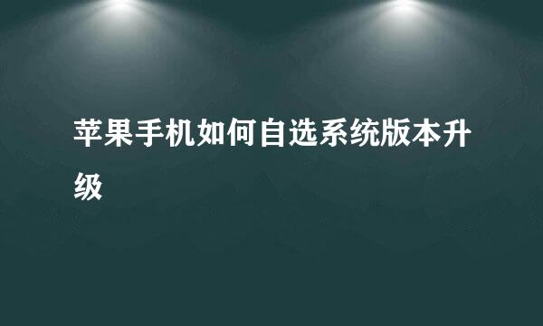 苹果手机如何自选系统版本升级