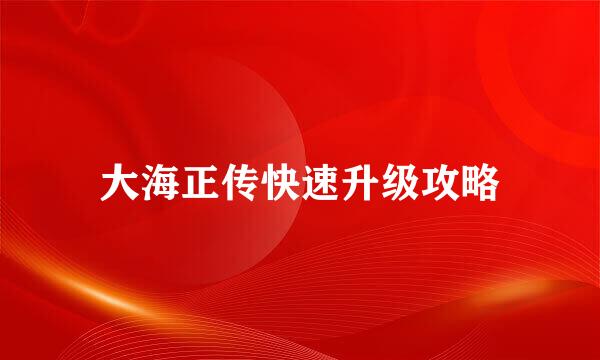 大海正传快速升级攻略