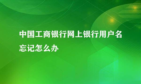 中国工商银行网上银行用户名忘记怎么办