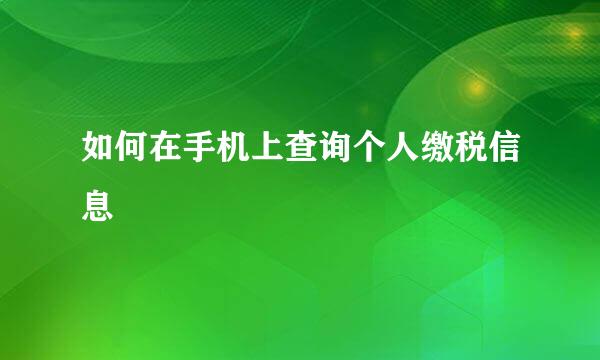 如何在手机上查询个人缴税信息