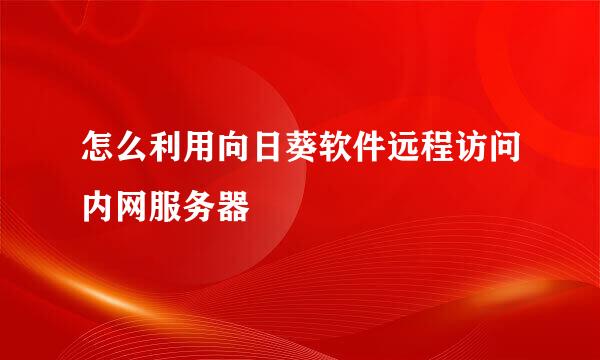 怎么利用向日葵软件远程访问内网服务器