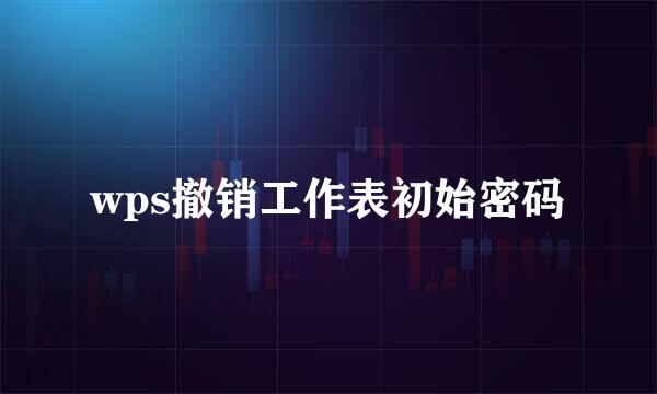 wps撤销工作表初始密码
