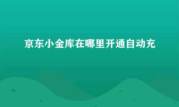 京东小金库在哪里开通自动充