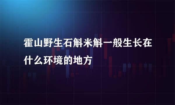 霍山野生石斛米斛一般生长在什么环境的地方