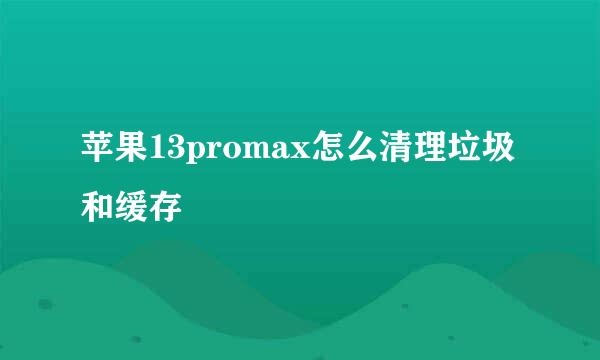 苹果13promax怎么清理垃圾和缓存