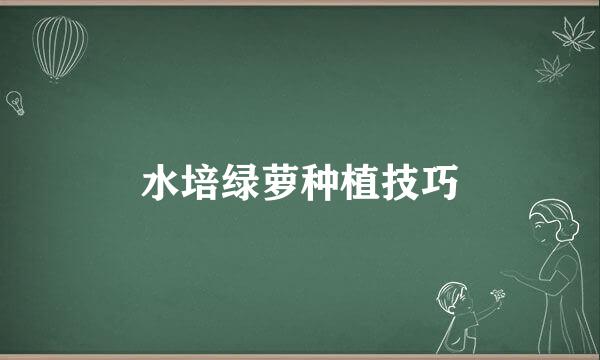 水培绿萝种植技巧