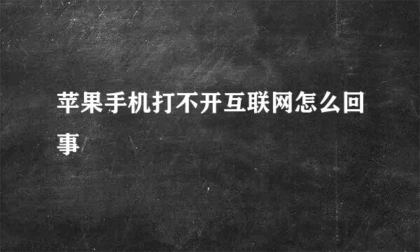 苹果手机打不开互联网怎么回事