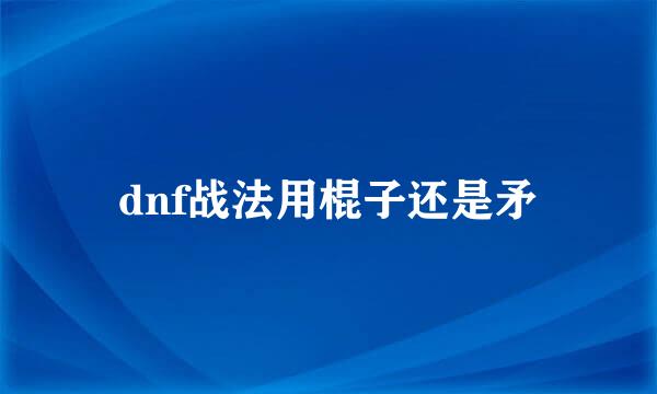 dnf战法用棍子还是矛