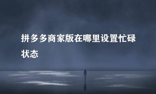 拼多多商家版在哪里设置忙碌状态