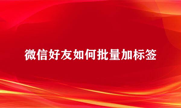 微信好友如何批量加标签