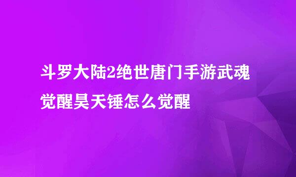 斗罗大陆2绝世唐门手游武魂觉醒昊天锤怎么觉醒