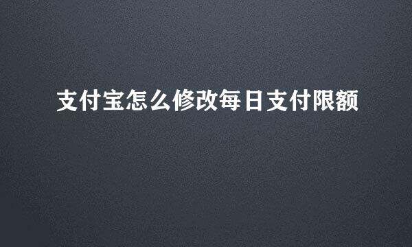 支付宝怎么修改每日支付限额