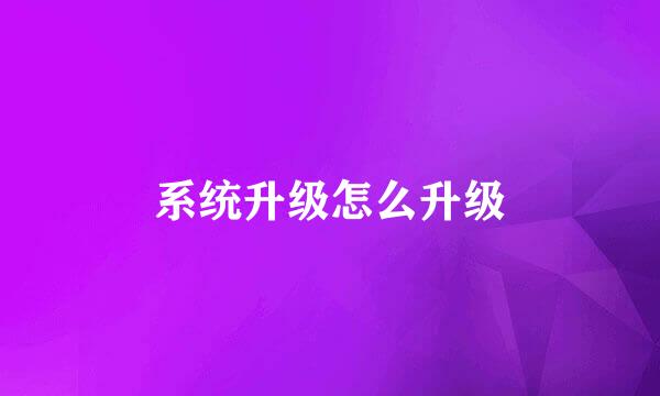 系统升级怎么升级