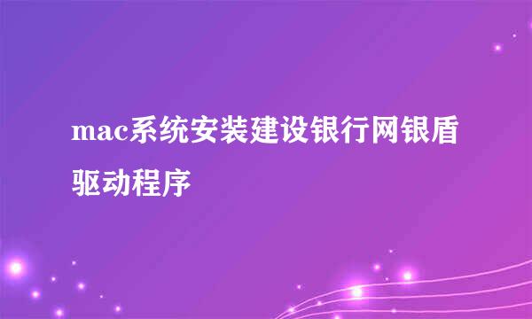 mac系统安装建设银行网银盾驱动程序